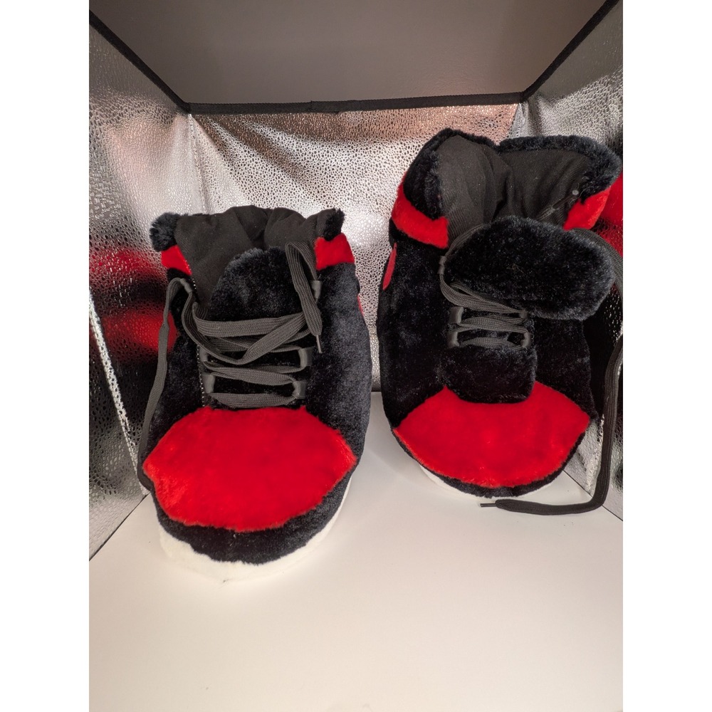 Air Jordan 1 Red Black Plush Sneaker Slippers High Top Basketball Inspired 36-44 - Picture 8 of 8